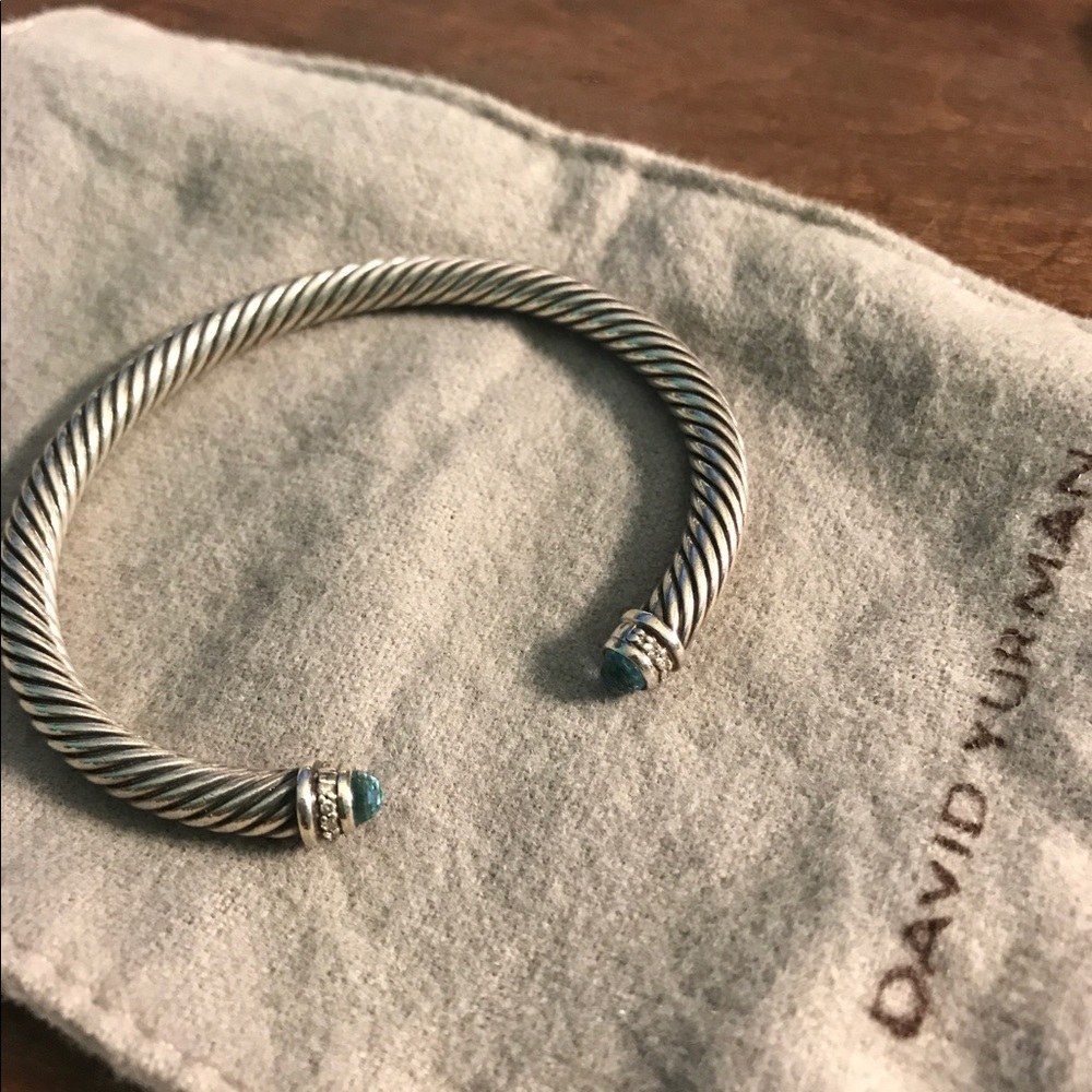 David Yurman 5 mm blue topaz and diamond bracelet
